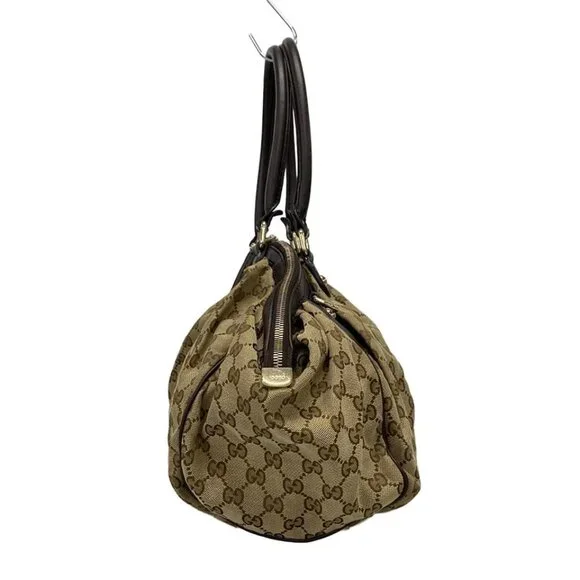 GUCCI Sukey, GG Pattern Beige Dark Brown Black Jacquard Leather - 506-060625